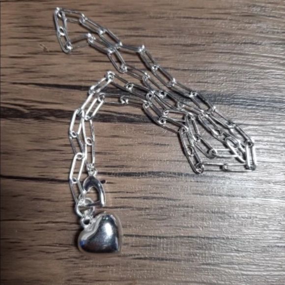 The LOVE Heart Pendant & clasp link necklace in 925 - Picture 4 of 5